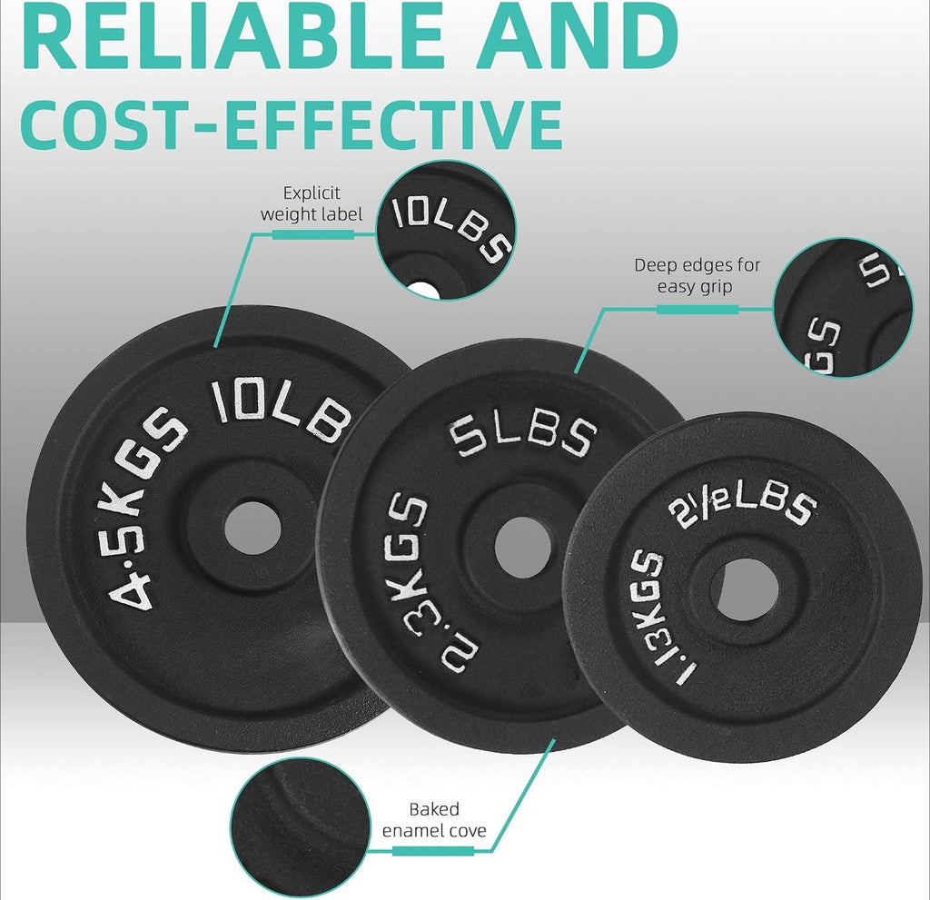 45lb Cast Iron Barbell Weight Plate Set