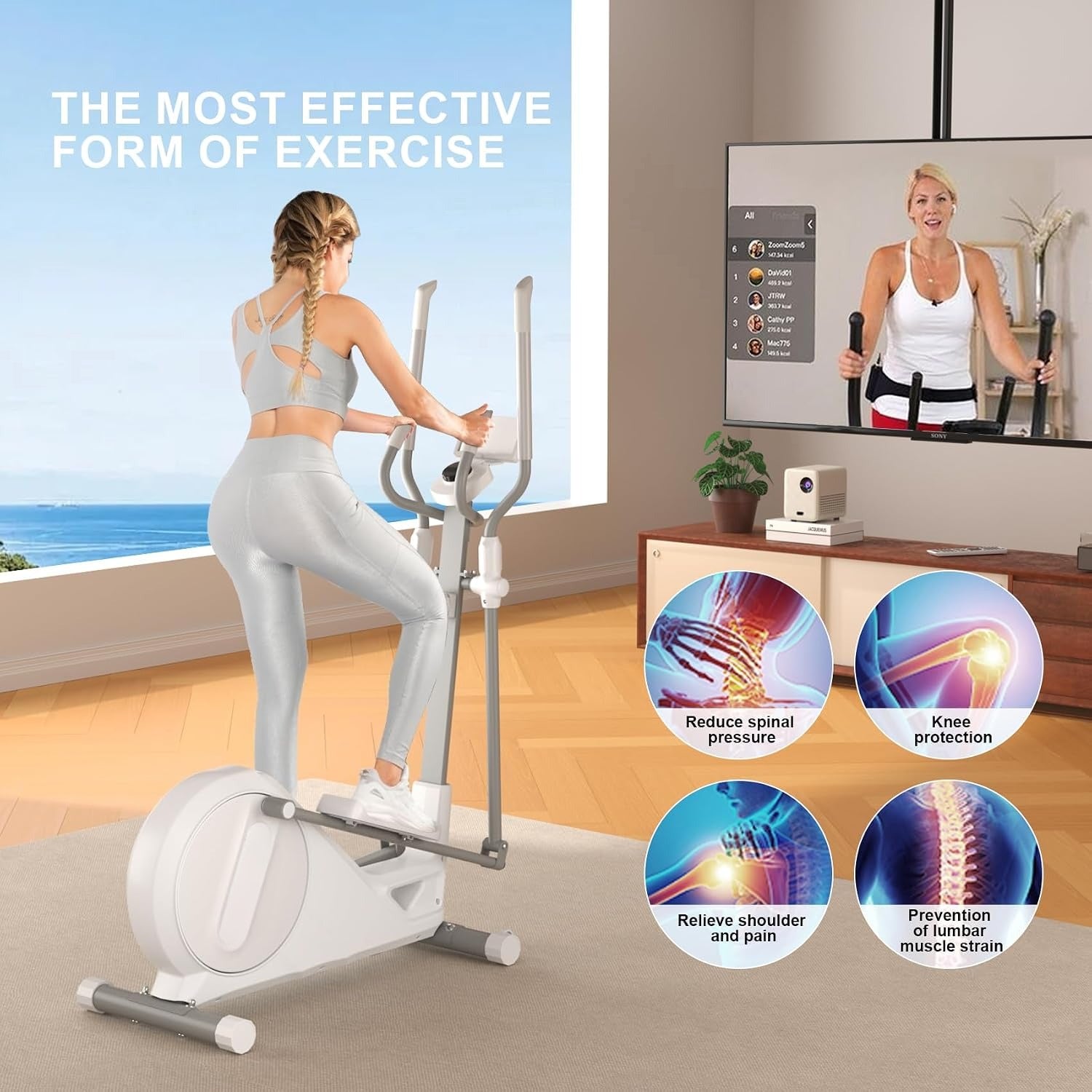 Magnetic App-Connected Compact Elliptical Trainer