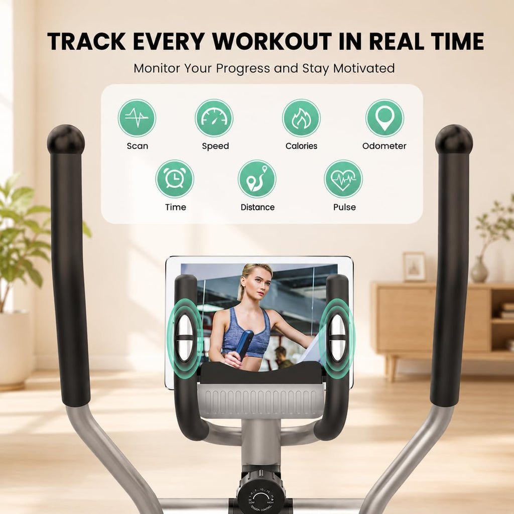 Compact Quiet Elliptical Trainer with LCD & Pulse Sensor