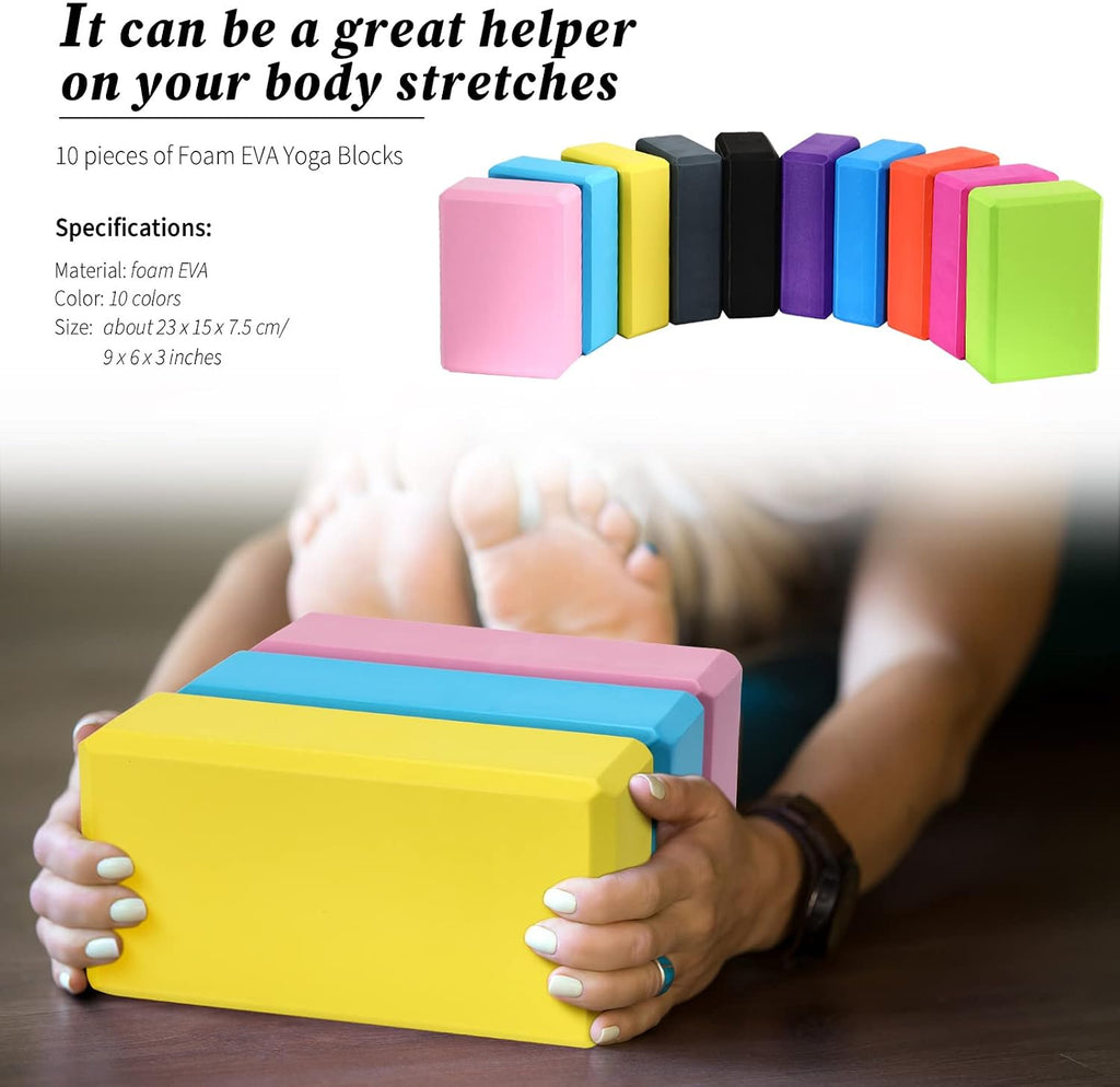 10 Pack Lightweight EVA Non-Slip Yoga Blocks