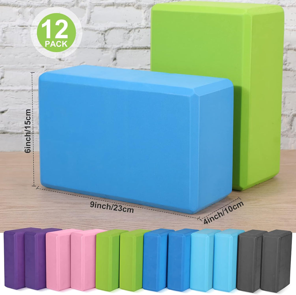 12 Pack EVA Foam Yoga Blocks for Beginners