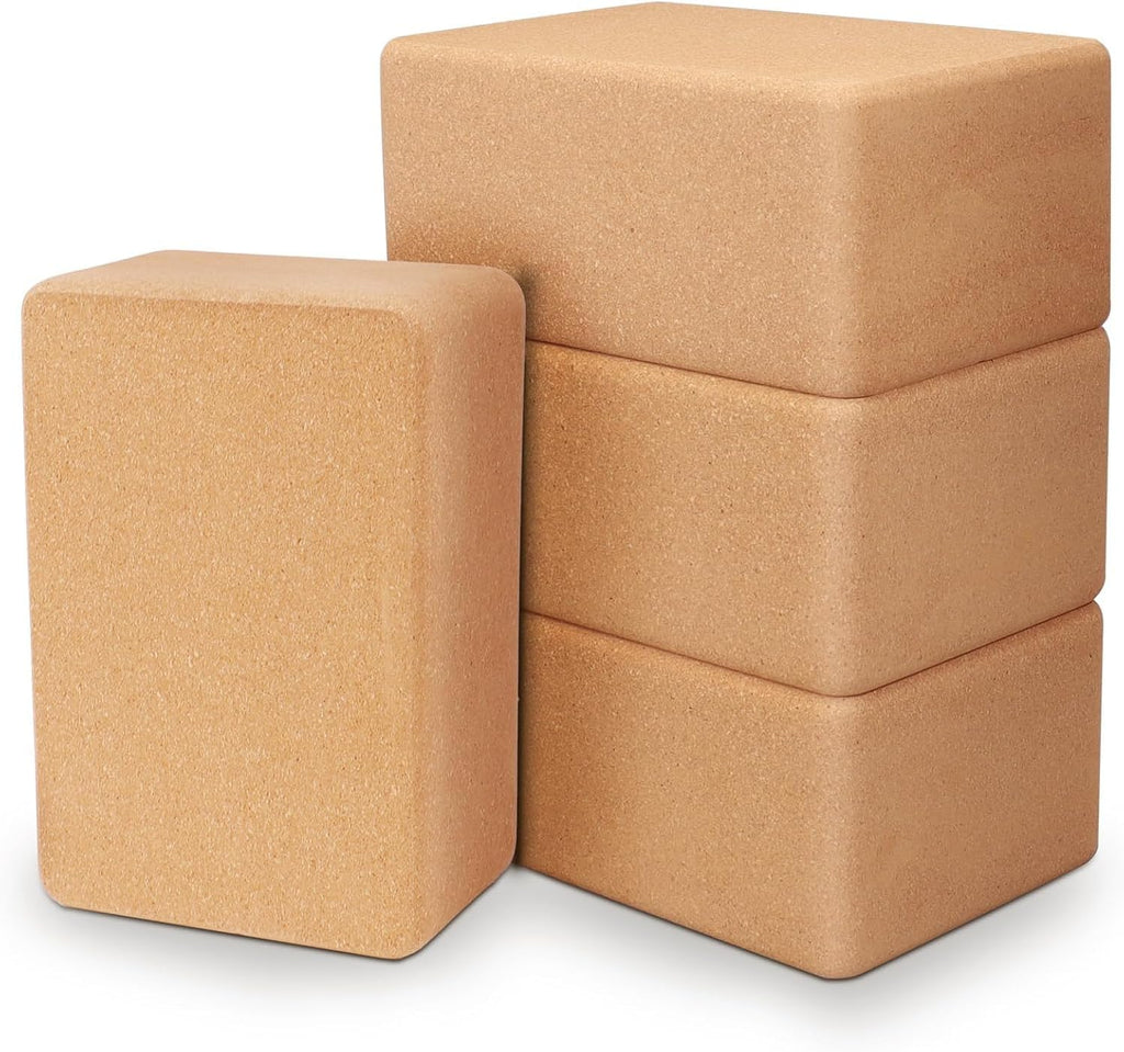 4 Pack Natural Cork Non-Slip Yoga Blocks