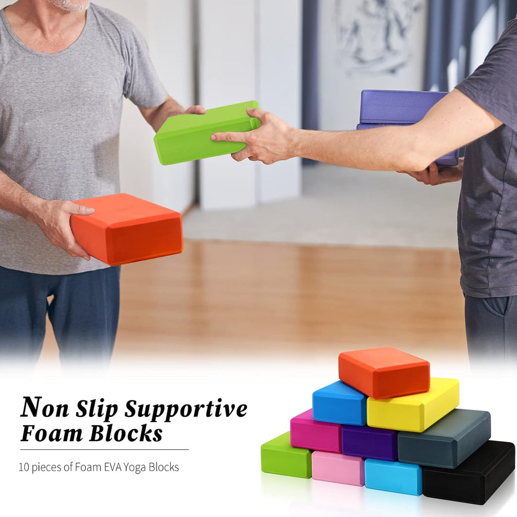 10 Pack Lightweight EVA Non-Slip Yoga Blocks
