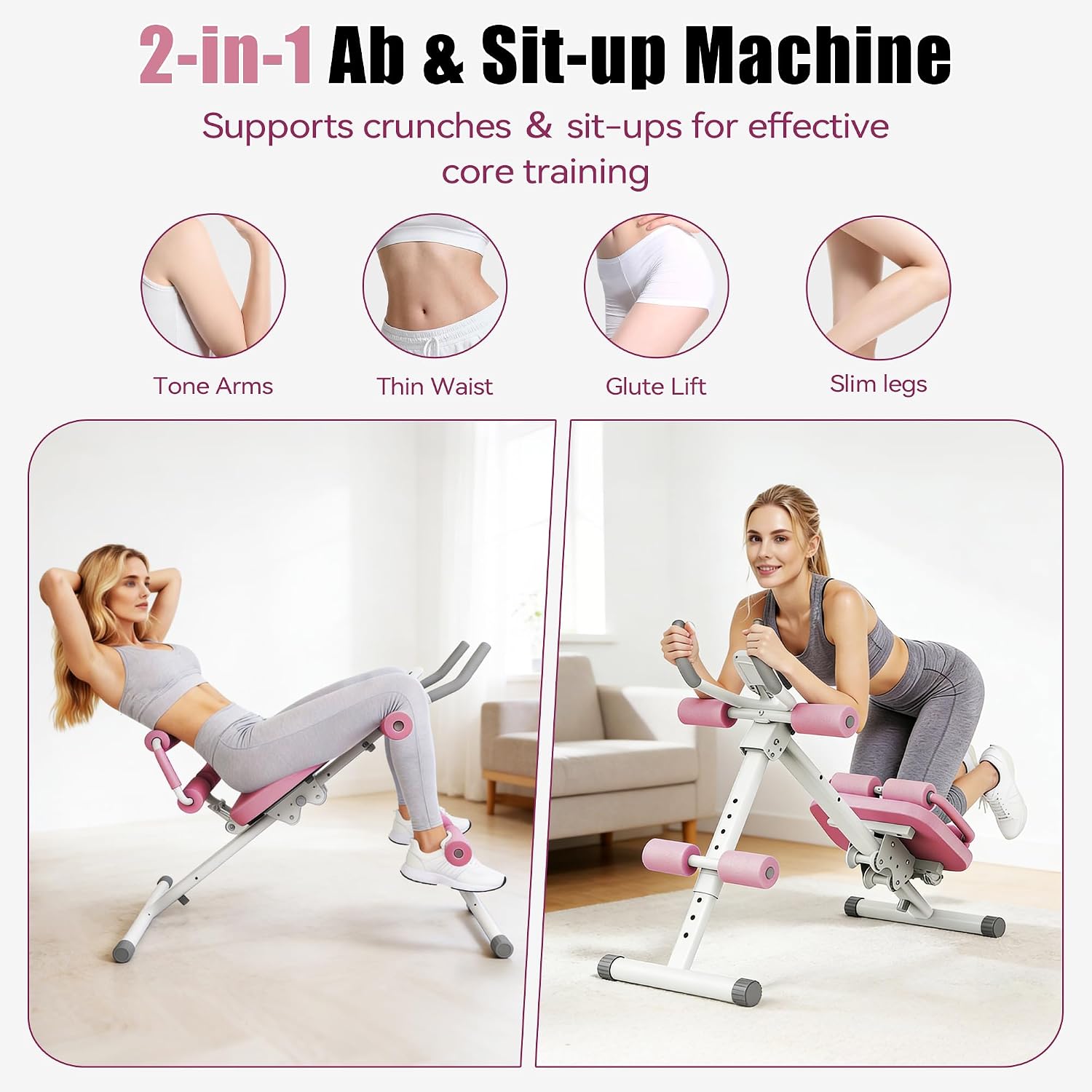 2-in-1 Foldable Adjustable Ab Workout Machine