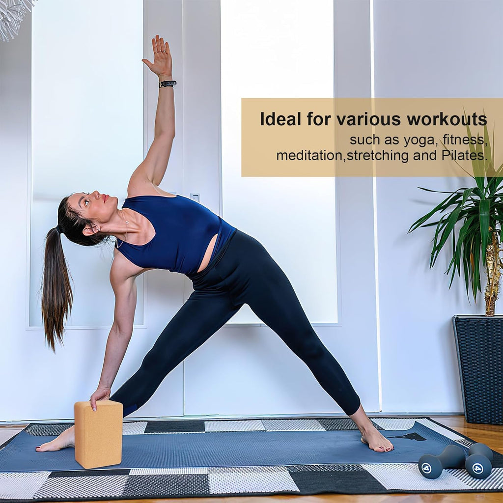 4 Pack Natural Cork Non-Slip Yoga Blocks