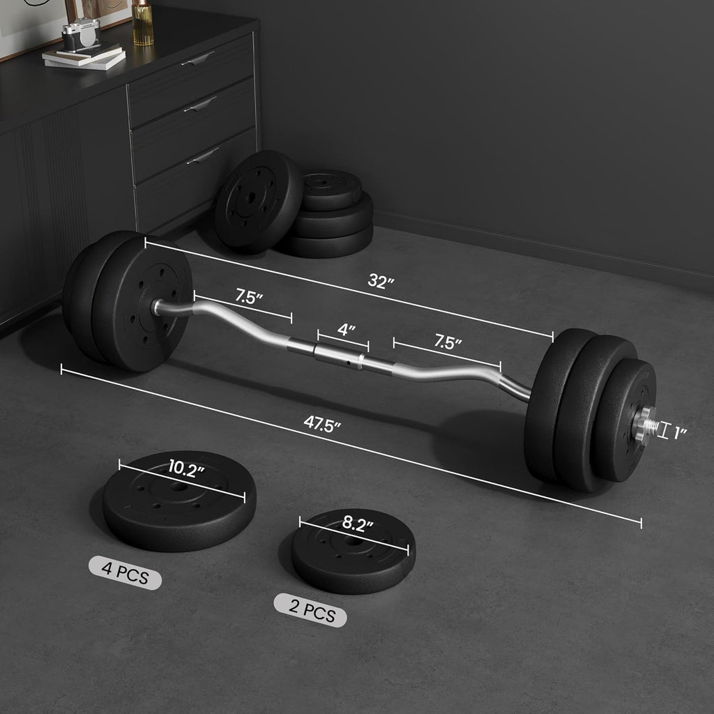 Adjustable W-Shaped Curl Bar Weight Set