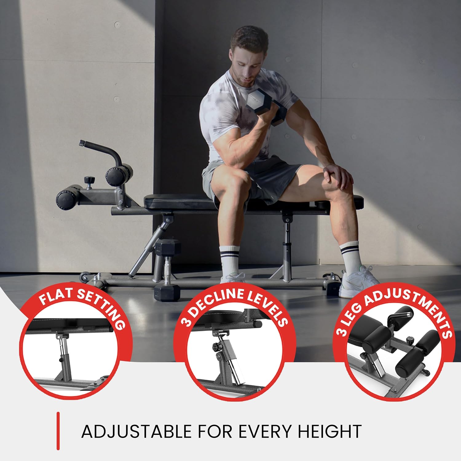 Adjustable Sit Up Bench with Reverse Crunch Handle