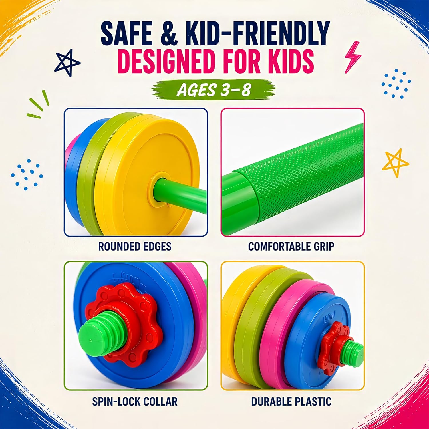 Multicolored Kids Adjustable Barbell Play Set