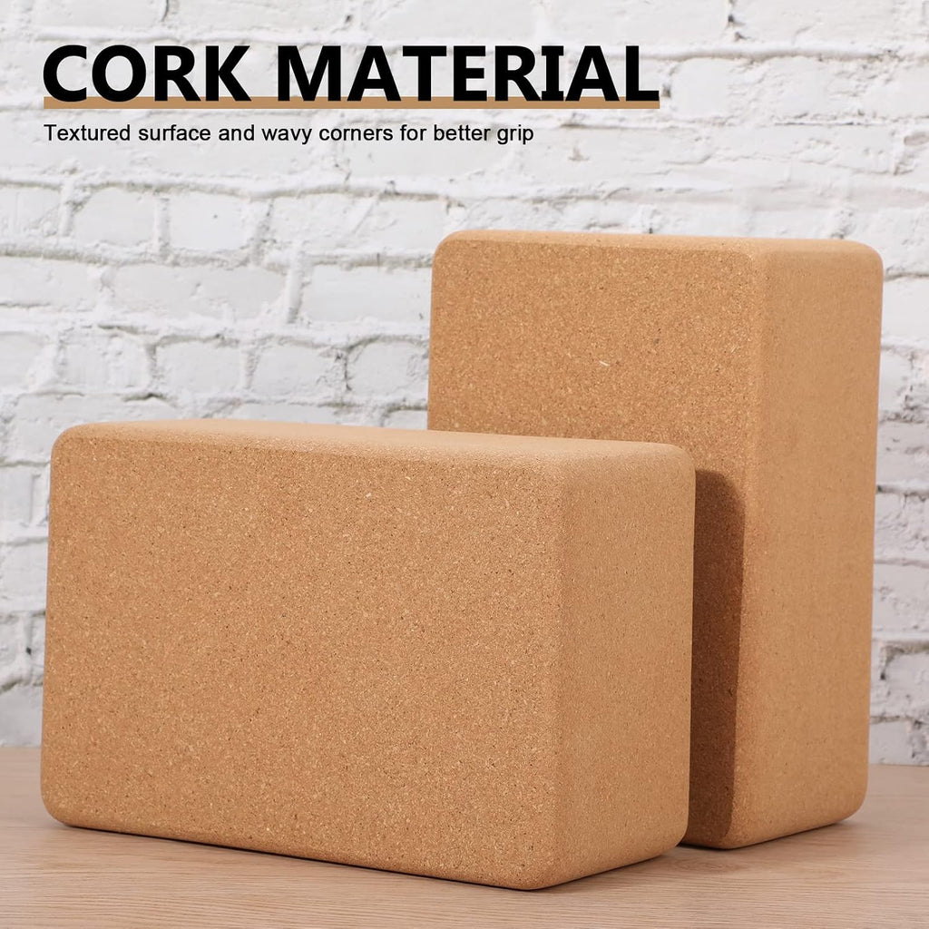 4 Pack Textured Natural Cork Non-Slip Yoga Blocks