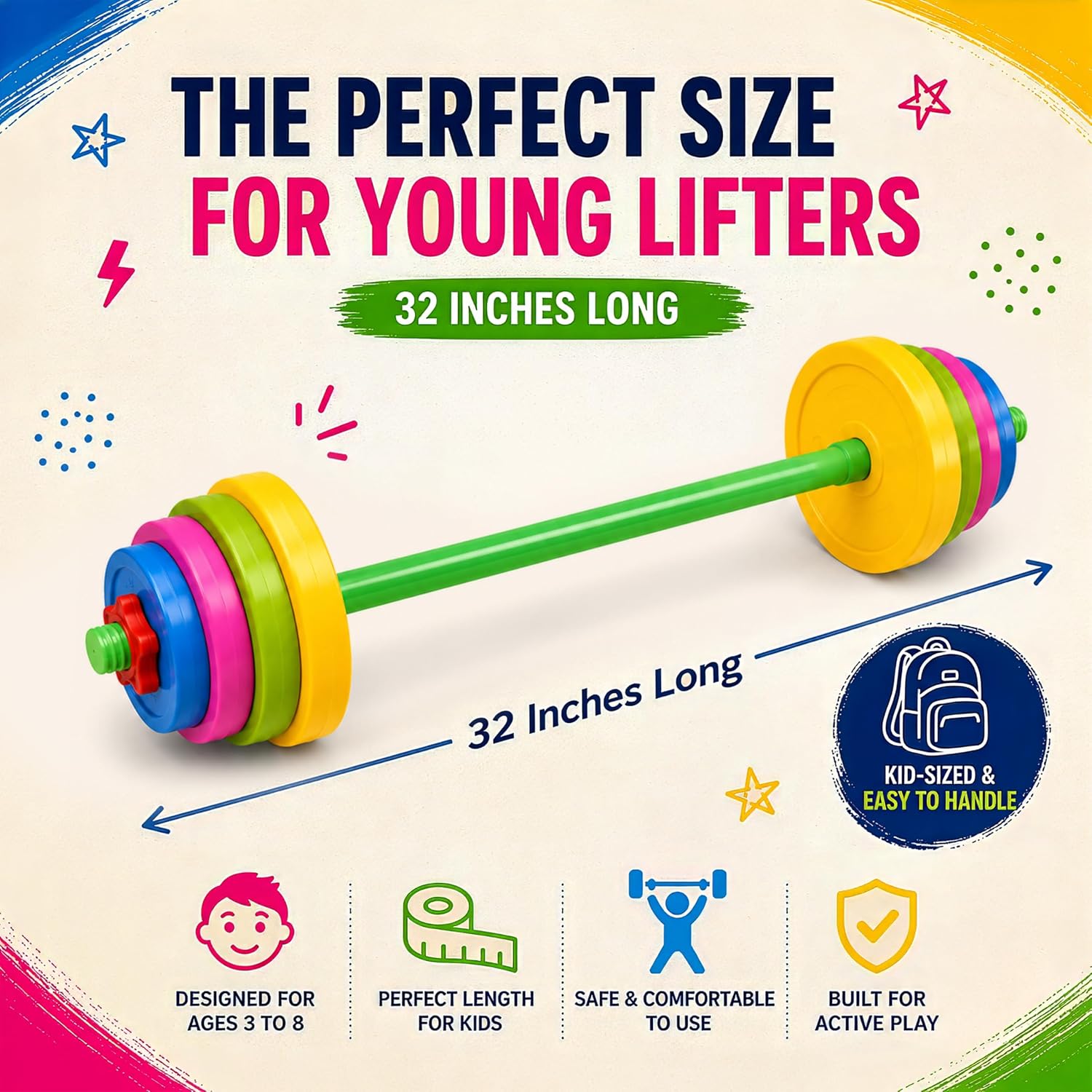 Multicolored Kids Adjustable Barbell Play Set