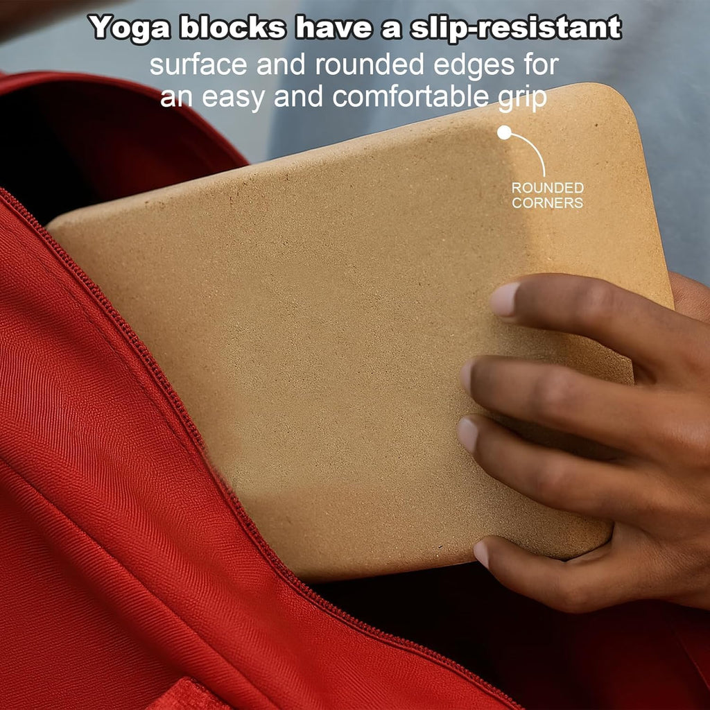 4 Pack Natural Cork Non-Slip Yoga Blocks