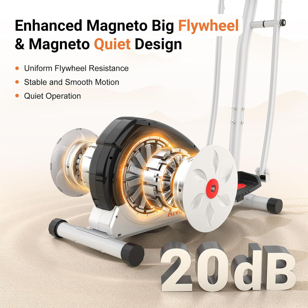 500LBS Silent Elliptical Trainer with Pulse Grips