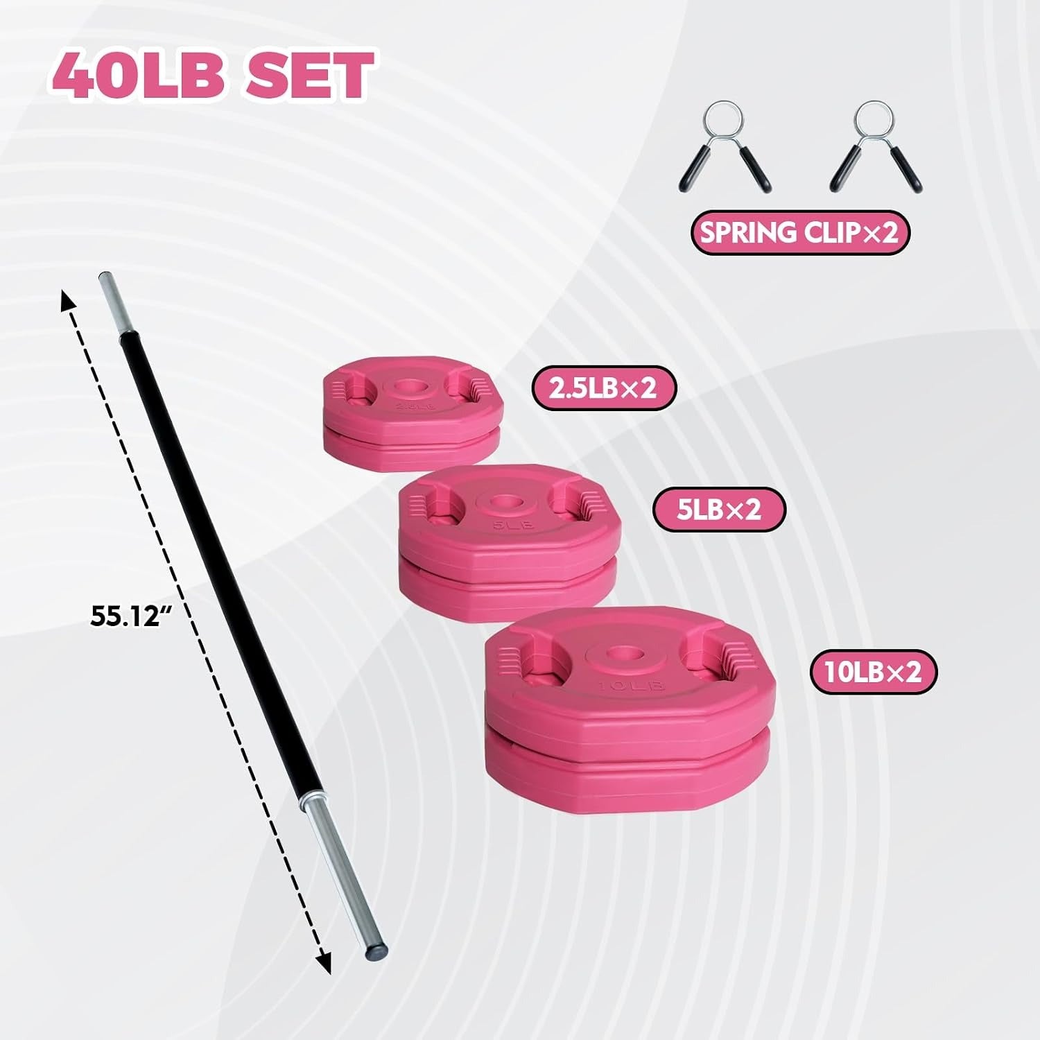 Padded Bar Adjustable Barbell Weight Set
