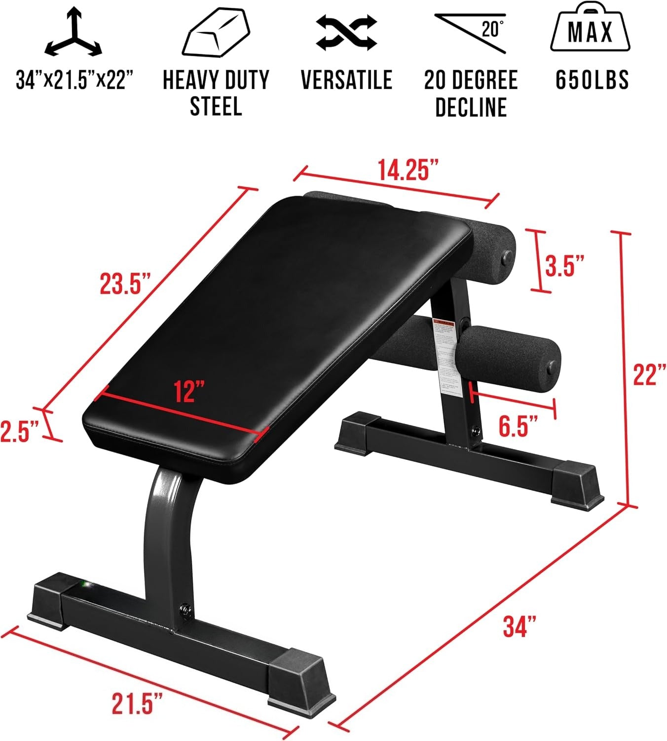 Heavy Duty Adjustable Decline Ab Workout Bench