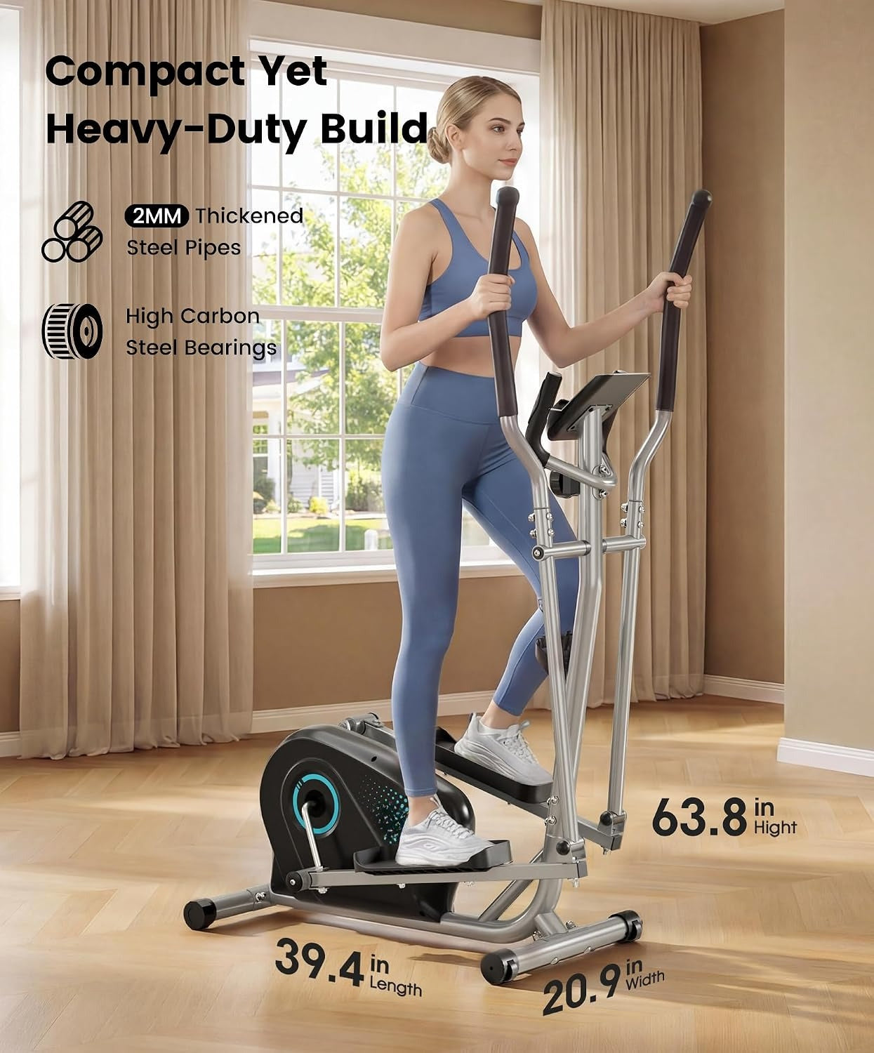 Magnetic Quiet Flywheel Elliptical Trainer