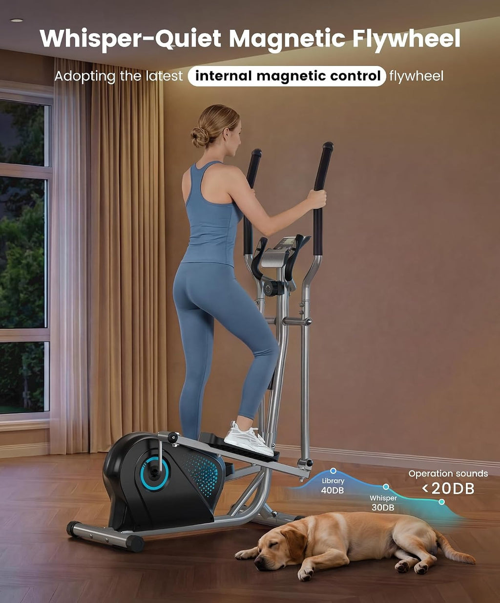 Magnetic Quiet Flywheel Elliptical Trainer